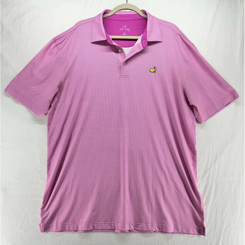 Masters Golf Polo Shirt‎ Mens XL Pink Performance Tech Micro Print